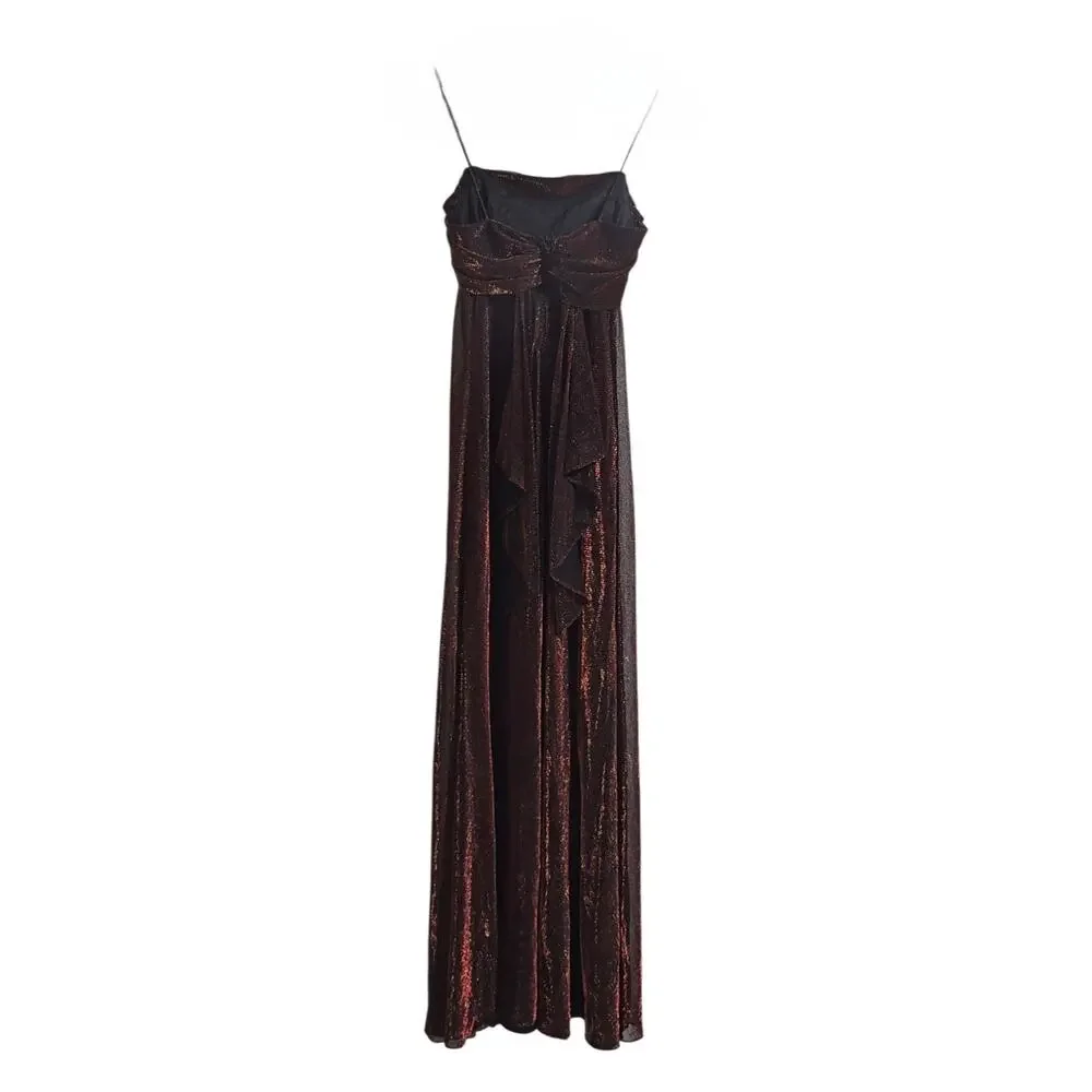 80s Vintage Betsy & Adam Metallic Formal Elegant Dress XS - Picture 3 of 6